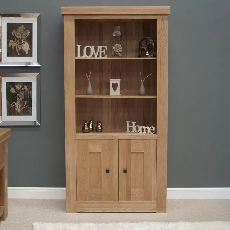 Bourges Bookcase - with Cupboard - Oak
