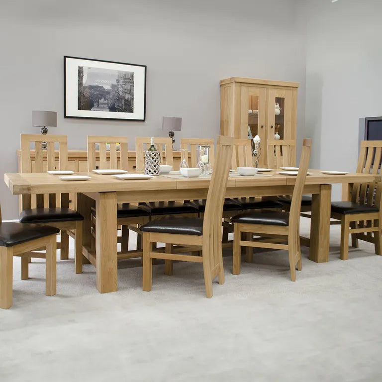 Bourges Extending Dining Table - 8-12 Seater - 220cm-320cm - Grand - Oak
