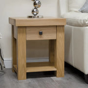 Bourges Lamp Table - 1 Drawer - Square - Oak