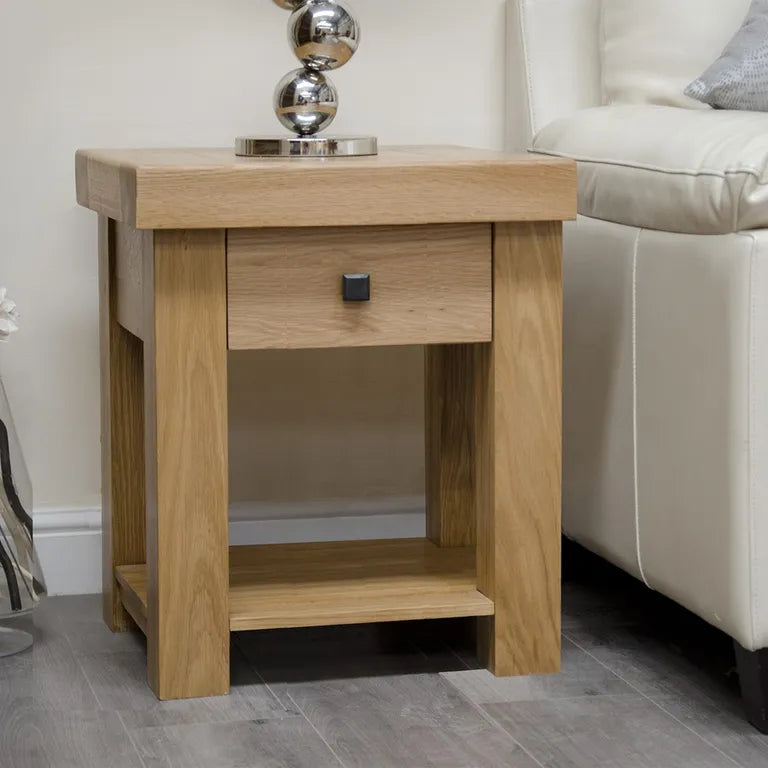 Bourges Lamp Table - 1 Drawer - Square - Oak