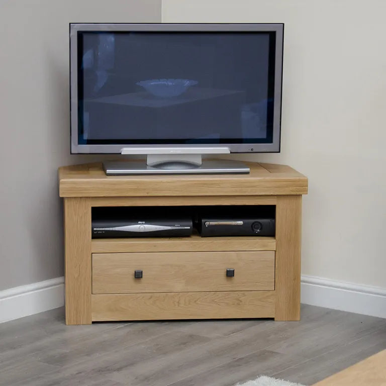 Bourges TV Unit - 1 Drawer - Corner - Oak