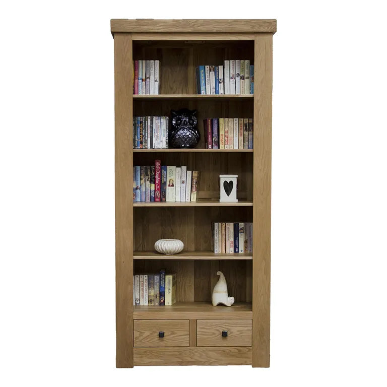 Bourges Large Bookcase - 2 Drawer - Oak