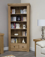 Bourges Large Bookcase - 2 Drawer - Oak