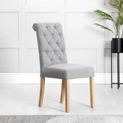 The Chair Collection Button Back Scroll Top Dining Chair - Grey