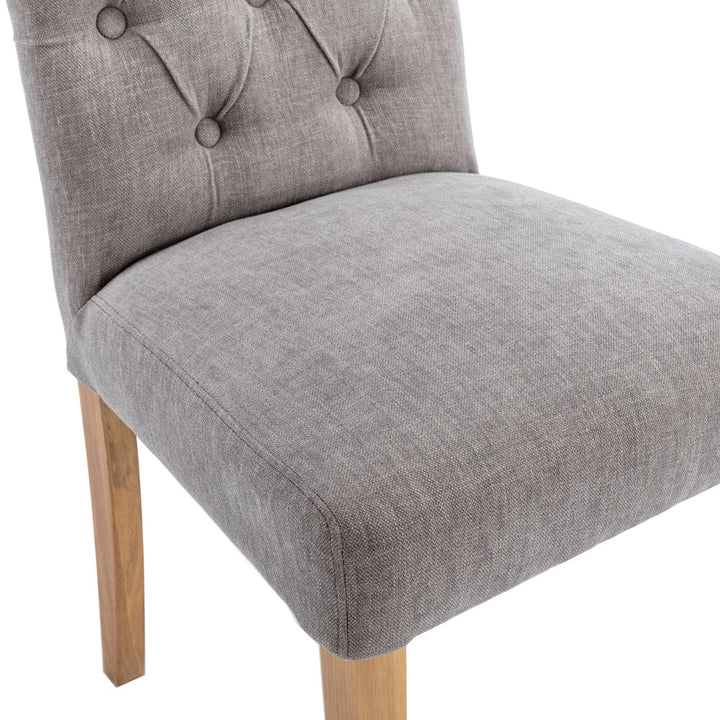 The Chair Collection Button Back Scroll Top Dining Chair - Grey