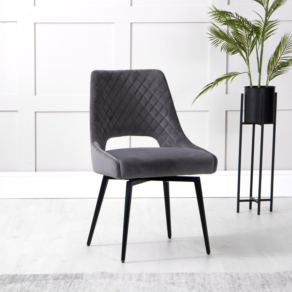 The Chair Collection Swivel Dining Chair - Graphite Velvet