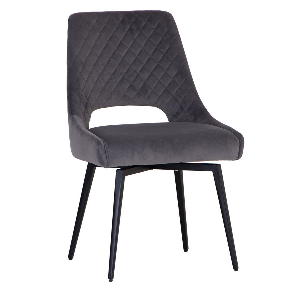 The Chair Collection Swivel Dining Chair - Graphite Velvet