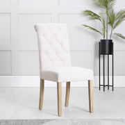 The Chair Collection Button Back Scroll Top Dining Chair - Natural