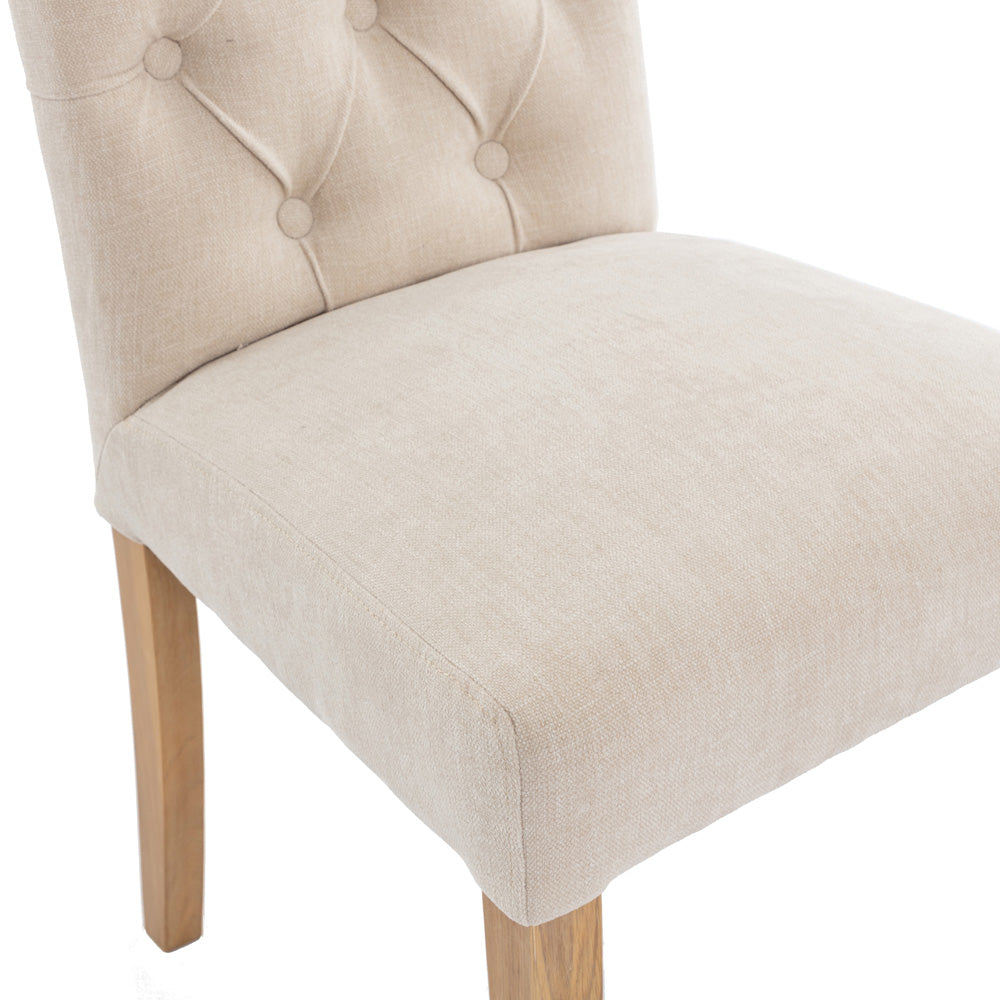 The Chair Collection Button Back Scroll Top Dining Chair - Natural