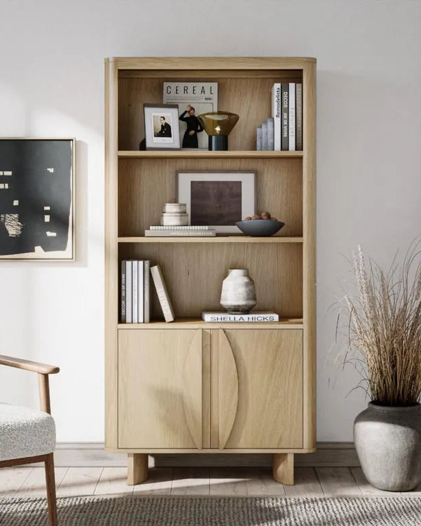 Lyon Bookcase - with Cupboard - Oak