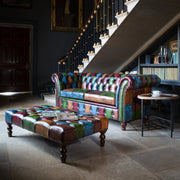 Orange Chester Leather Patchwork 2 Seater Sofa