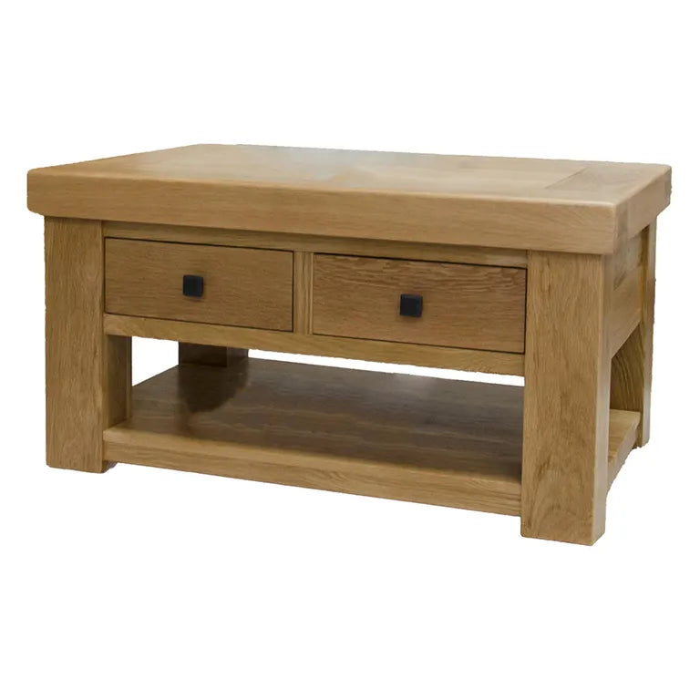 Chunky Coffee Table - 2 Drawer - Oak