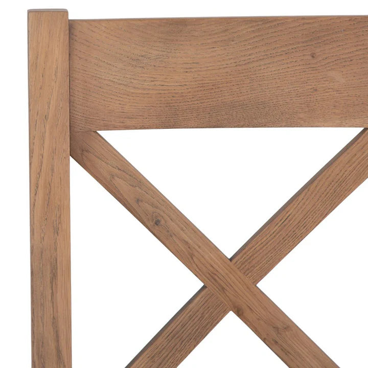 Caen Cross Back Chair Fabric Seat in Check Natural