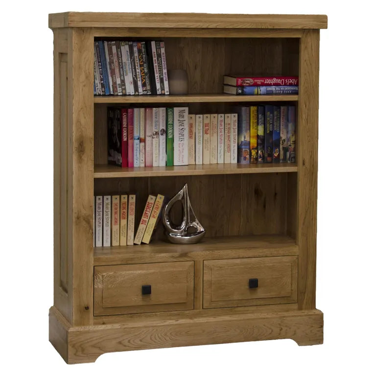 Dinan Bookcase - 2 Drawer - Small - Oak
