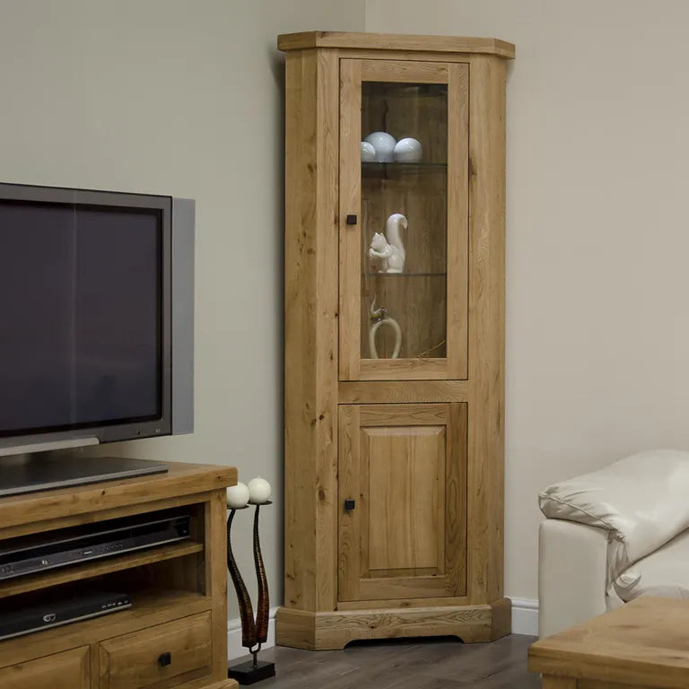 Dinan Corner Display Unit - 2 Door - Oak