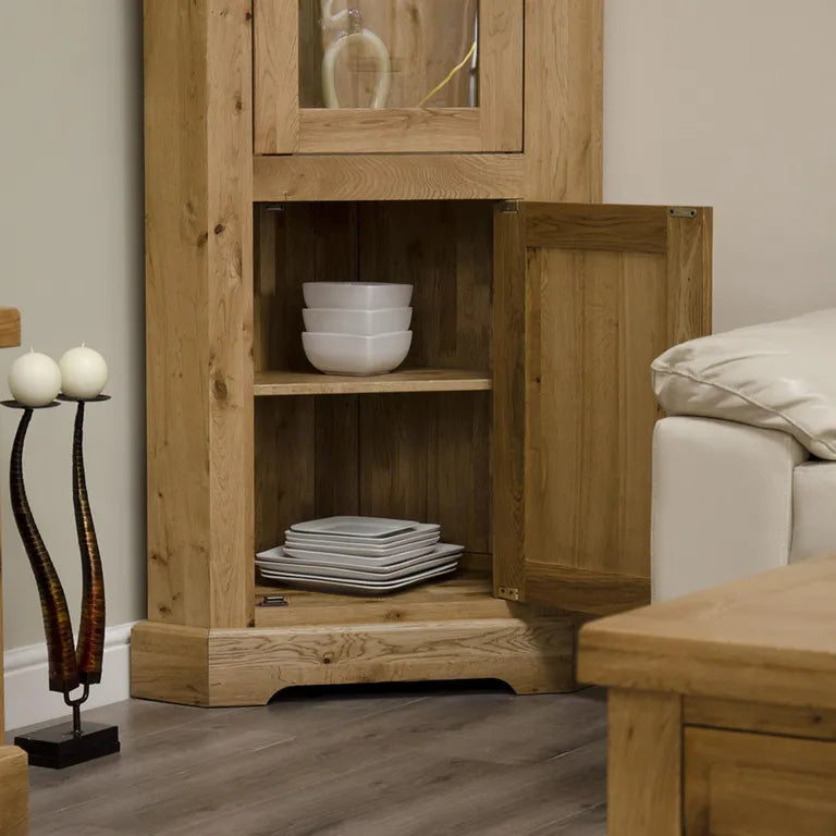 Dinan Corner Display Unit - 2 Door - Oak