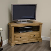 Dinan Corner TV Unit - 1 Drawer - Oak