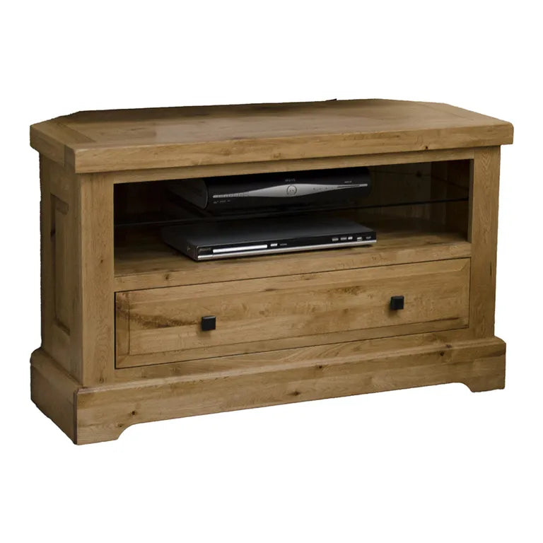 Dinan Corner TV Unit - 1 Drawer - Oak