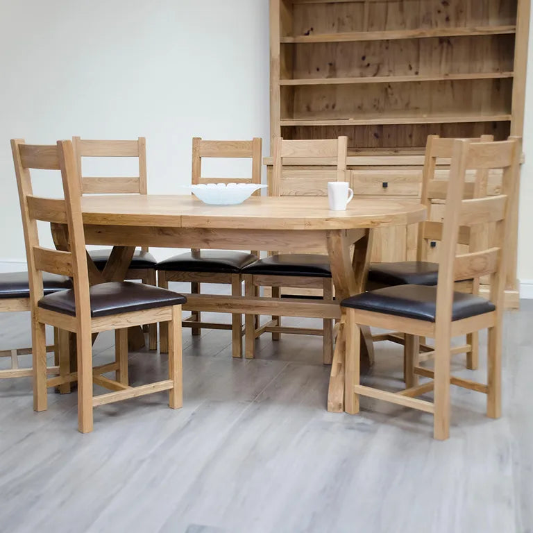 Dinan Extending Dining Table - 6-10 Seater - 180cm-260cm - Oval - Oak