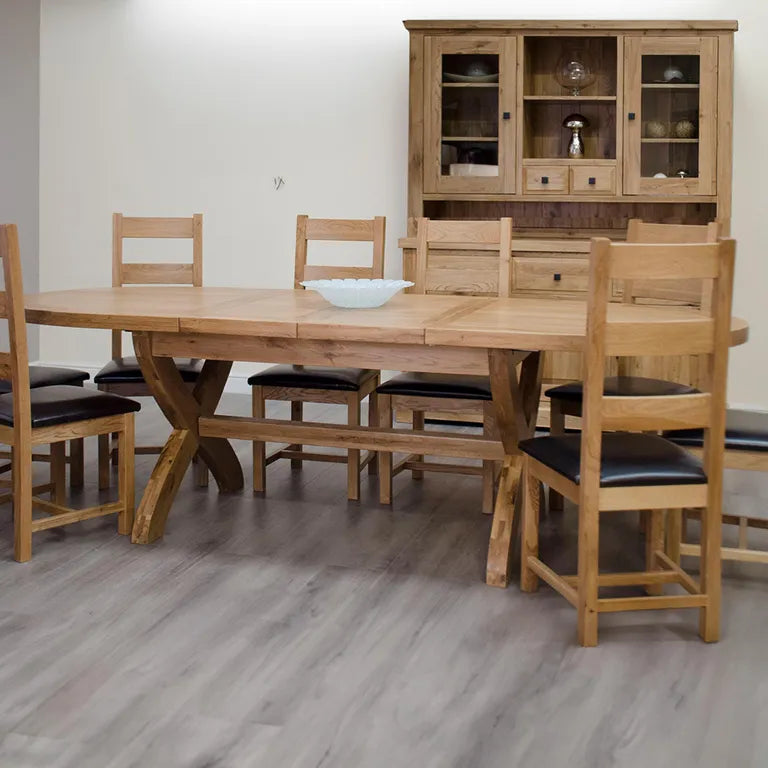 Dinan Extending Dining Table - 6-10 Seater - 180cm-260cm - Oval - Oak