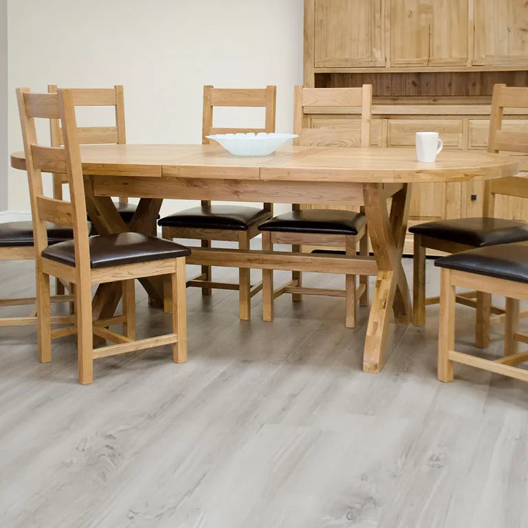 Dinan Extending Dining Table - 6-10 Seater - 180cm-260cm - Oval - Oak