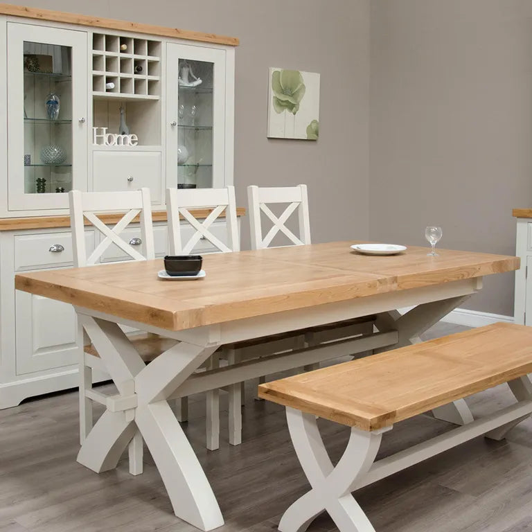 Provins Extending Dining Table - 8-10 Seater - 200cm-280cm - X-Leg