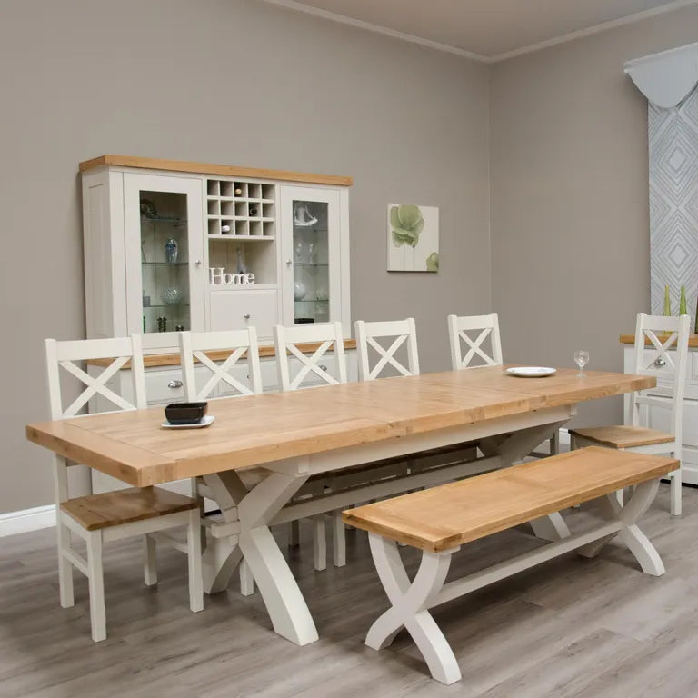 Provins Extending Dining Table - 8-10 Seater - 200cm-280cm - X-Leg