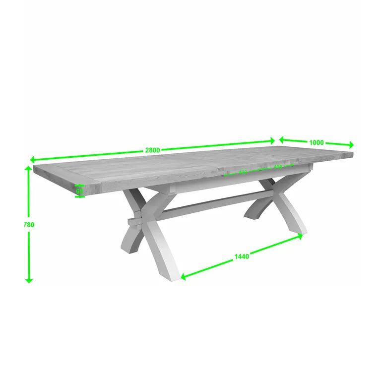Provins Extending Dining Table - 8-10 Seater - 200cm-280cm - X-Leg