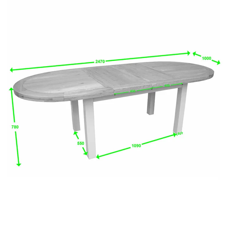 Provins Oval Extending Dining Table - 6-10 Seater - 167cm-247cm