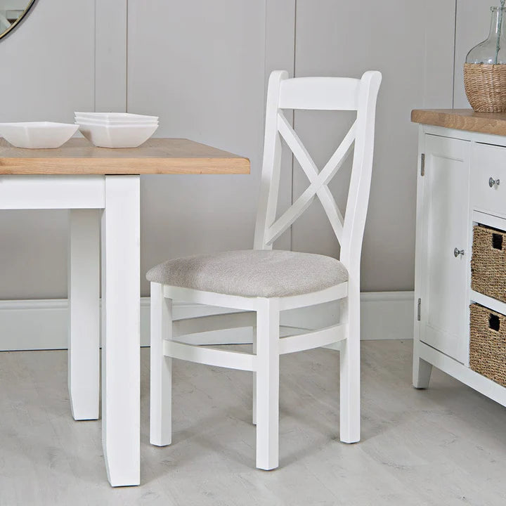 Evreux Cross Back Chair Fabric Seat