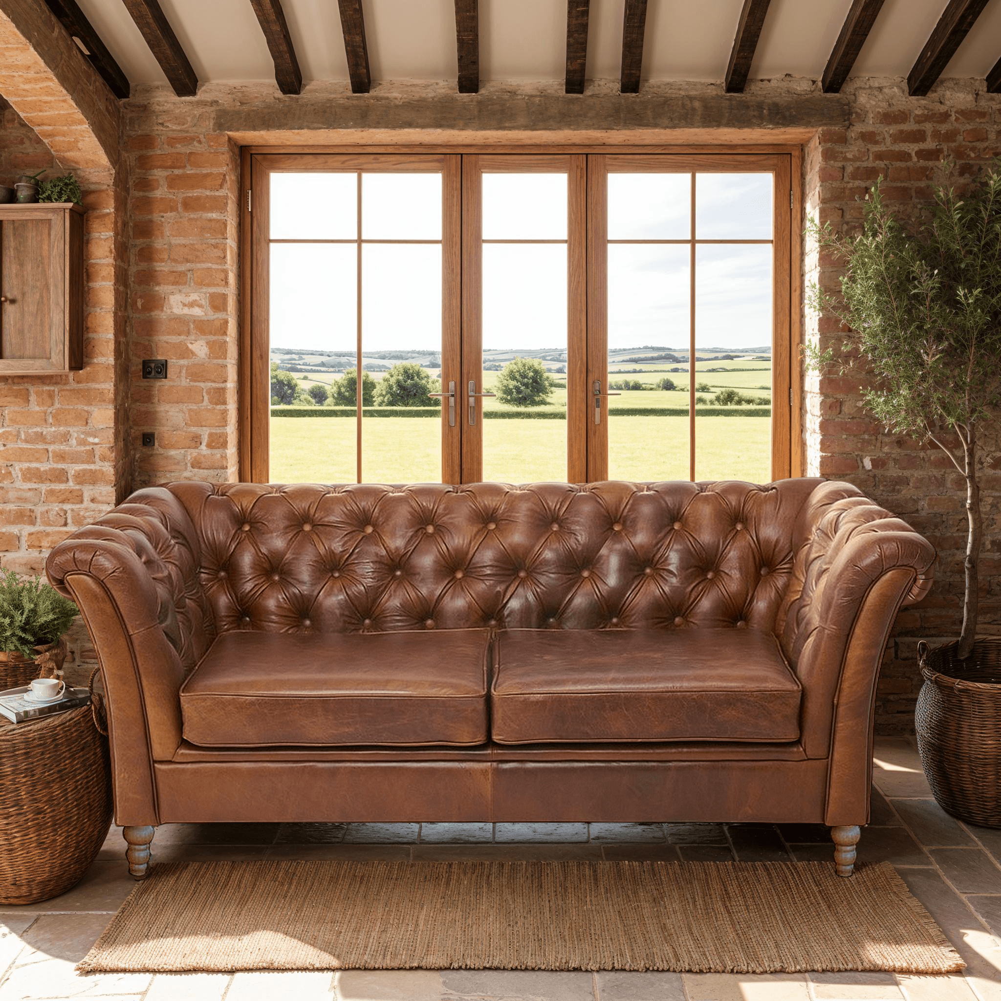 Chambery Granby Tan Leather 2 Seater Sofa