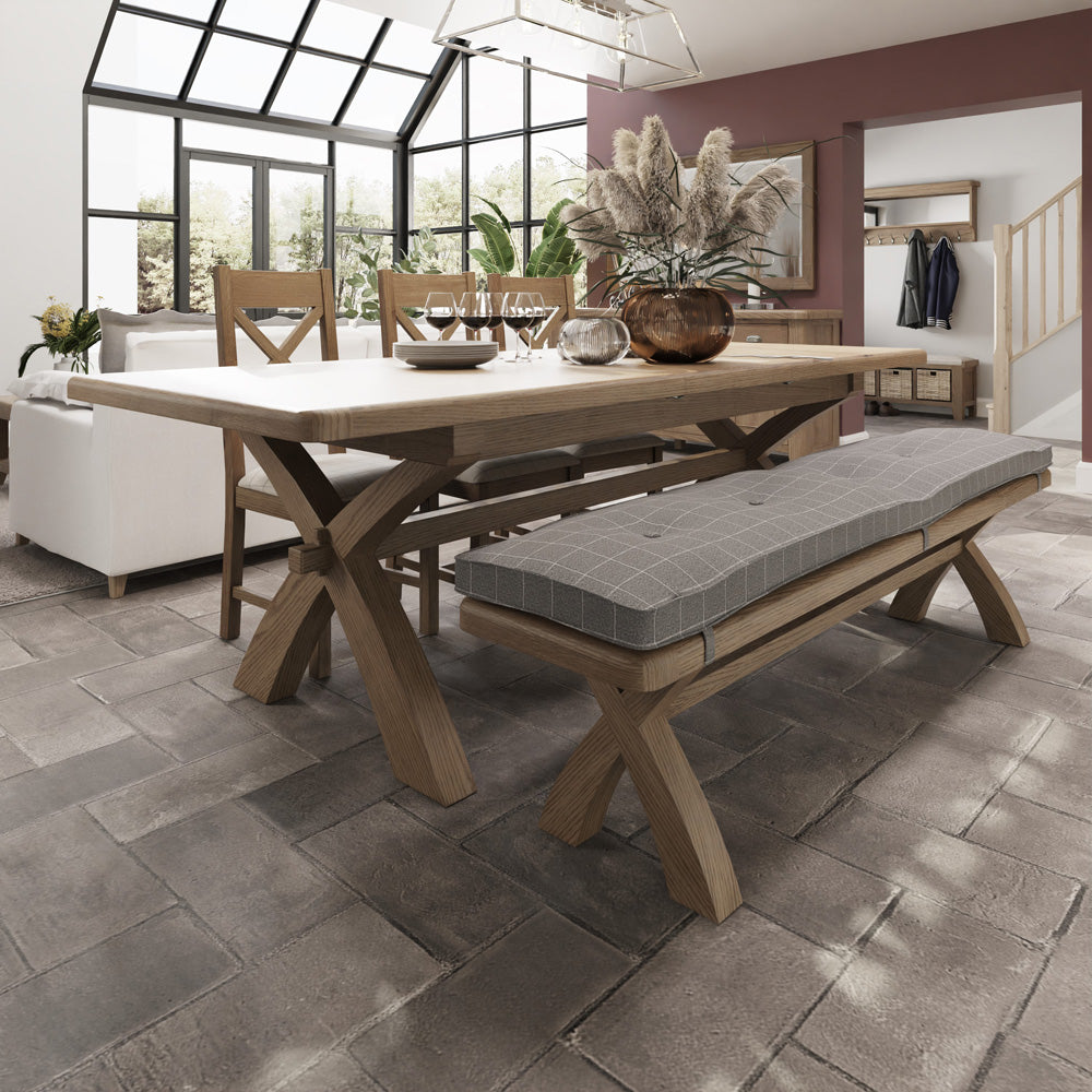2.0m Bench Cushion Grey Check