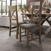 Caen Cross Back Chair Fabric Seat in Check Grey