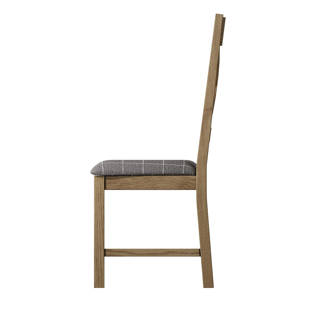 Caen Cross Back Chair Fabric Seat in Check Grey