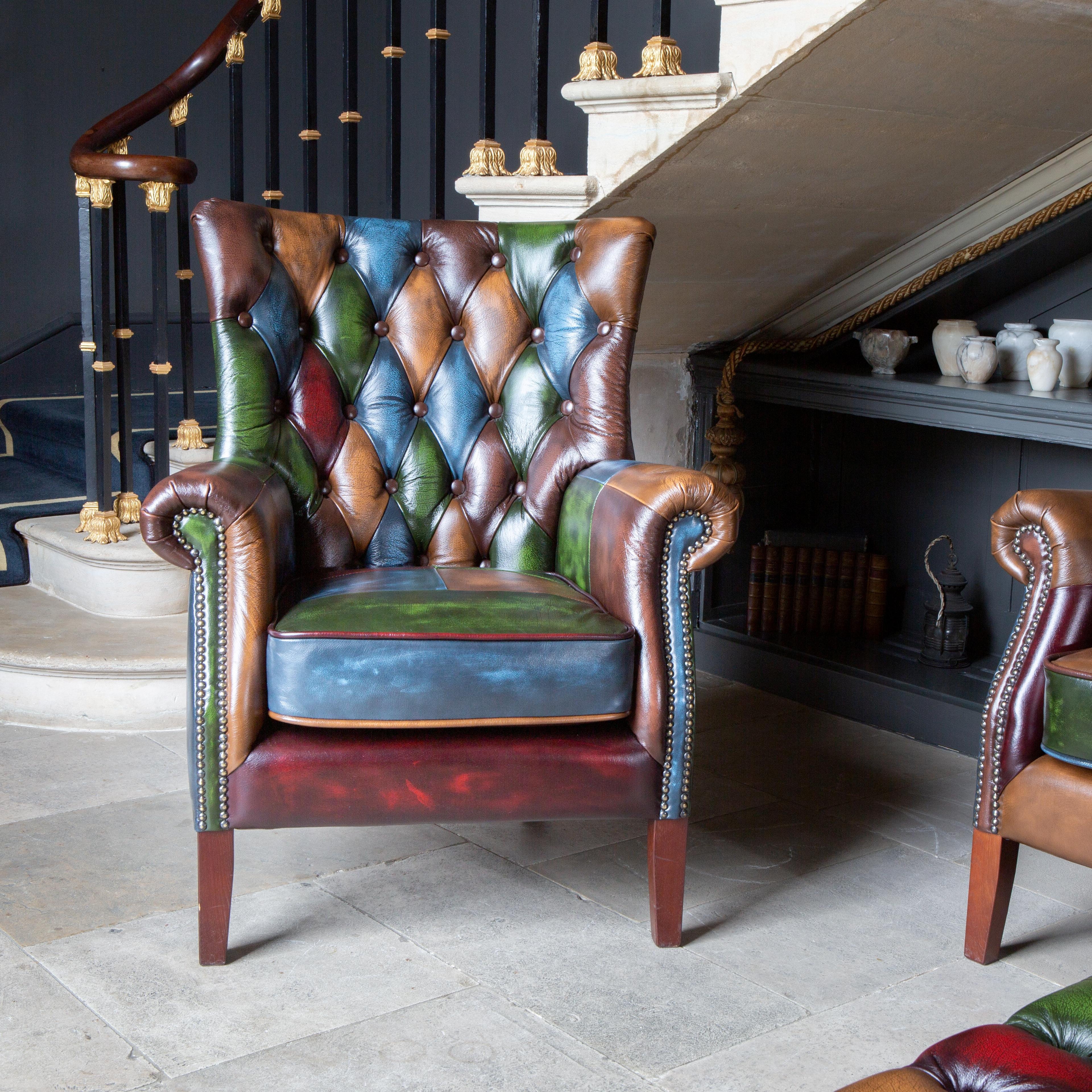 Orange Leather Patchwork Armchair