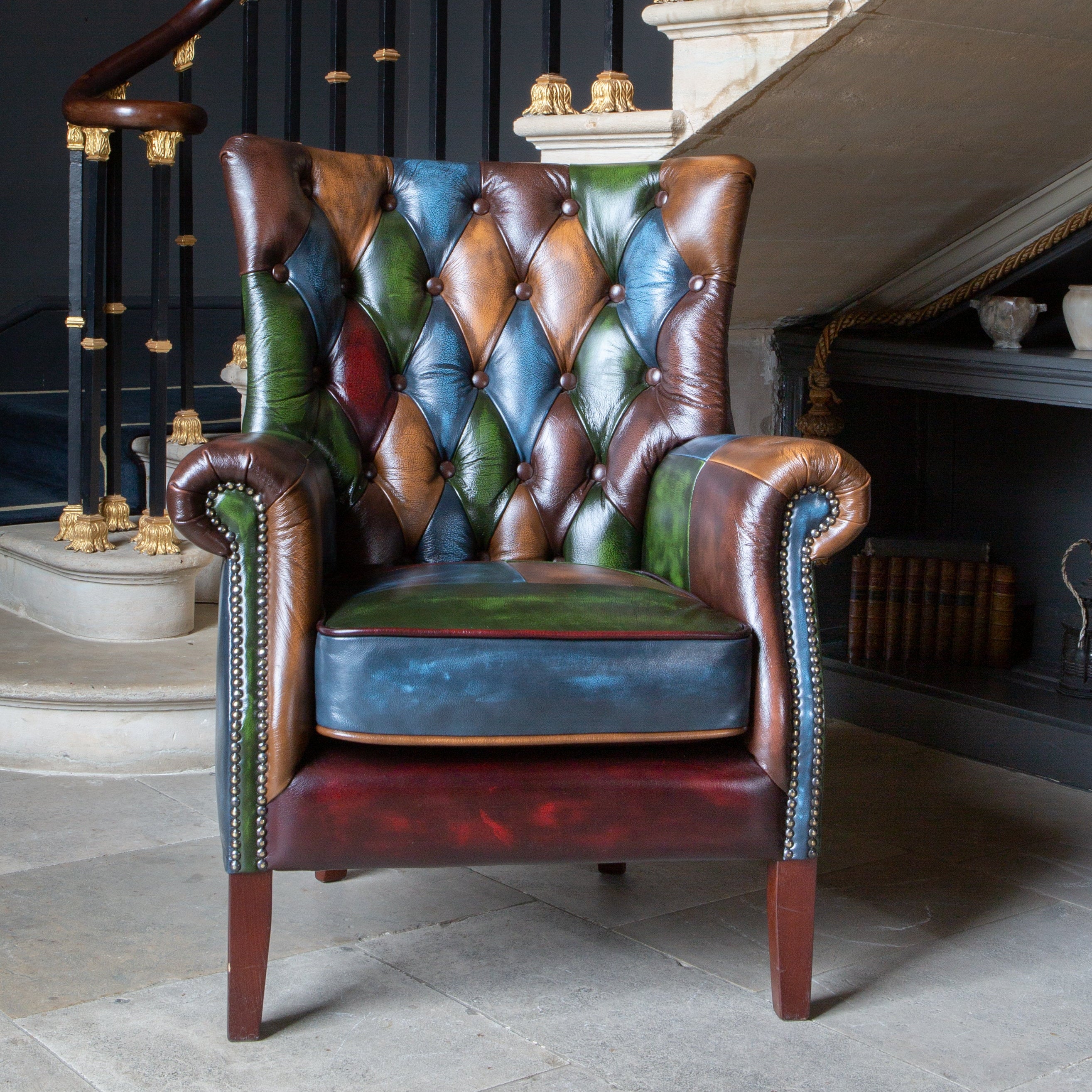 Orange Leather Patchwork Armchair