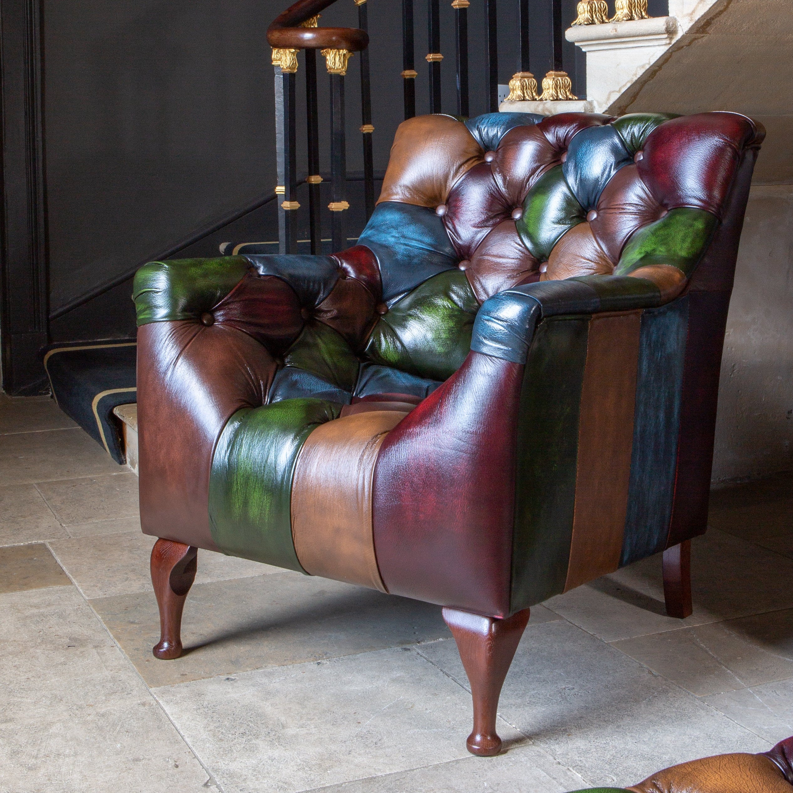 Orange Litton Leather Patchwork Armchair