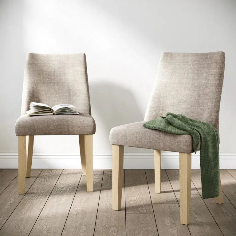 Luna Dining Chair - Set of 2 - Beige Fabric