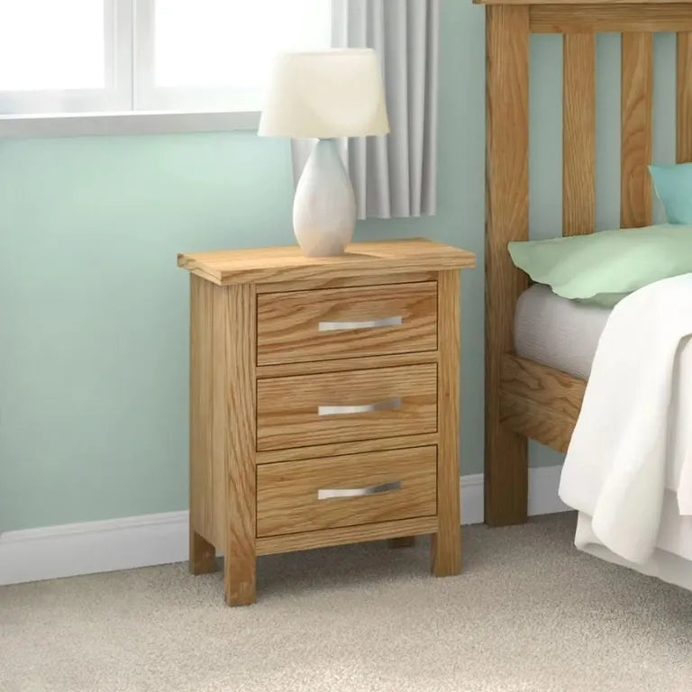 Marseille Bedside Cabinet - 3 Drawer - Natural Oak