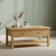 Marseille Coffee Table - 2 Drawer - Natural Oak