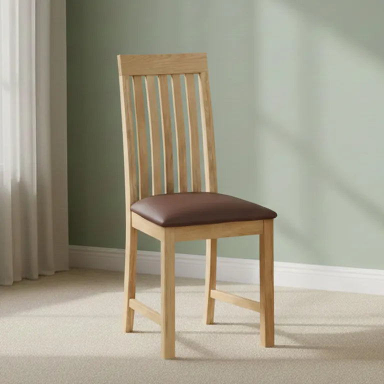 Marseille Dining Chair - Set of 2 - Slatted Back - Natural Oak