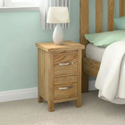 Marseille Narrow Bedside Cabinet - 2 Drawer - Natural Oak