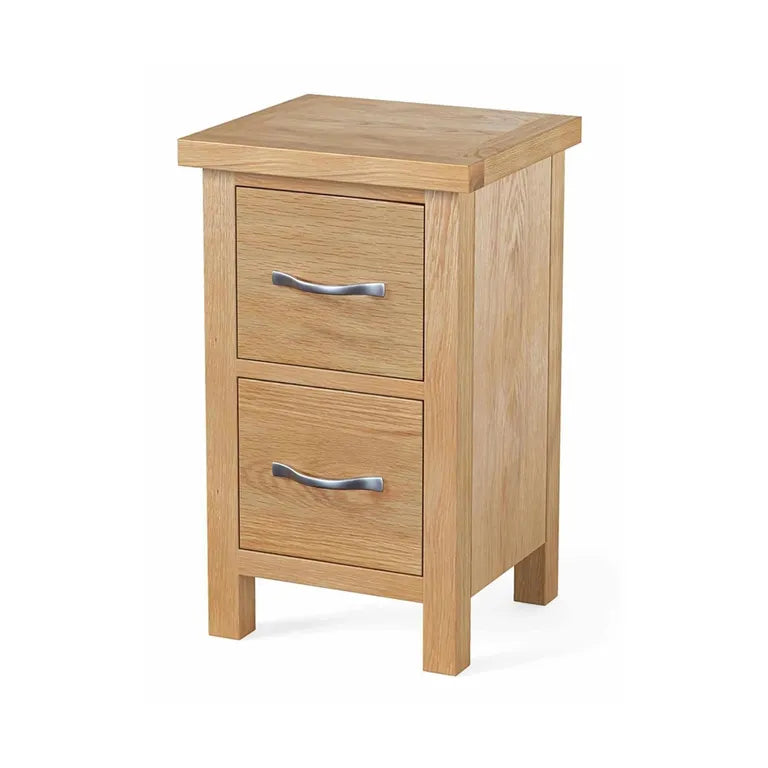 Marseille Narrow Bedside Cabinet - 2 Drawer - Natural Oak