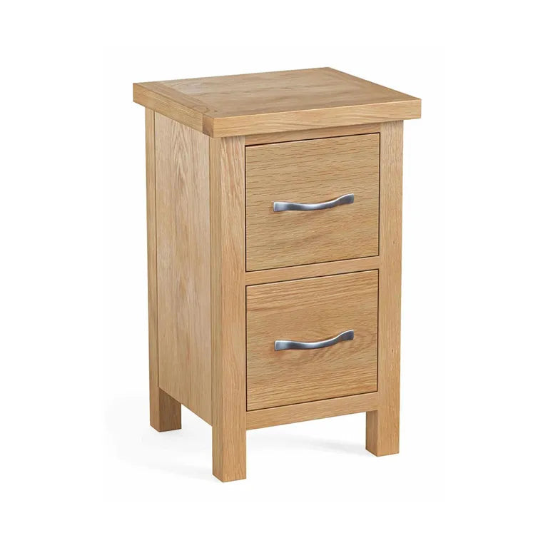 Marseille Narrow Bedside Cabinet - 2 Drawer - Natural Oak