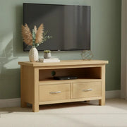 Marseille TV Unit - 2 Drawer - Natural Oak