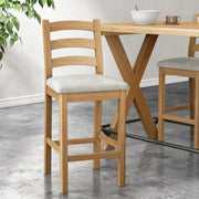 Paris Barstool - Set of 2 - Oak & Beige Fabric
