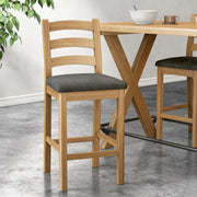 Paris Barstool - Set of 2 - Oak & Charcoal Fabric