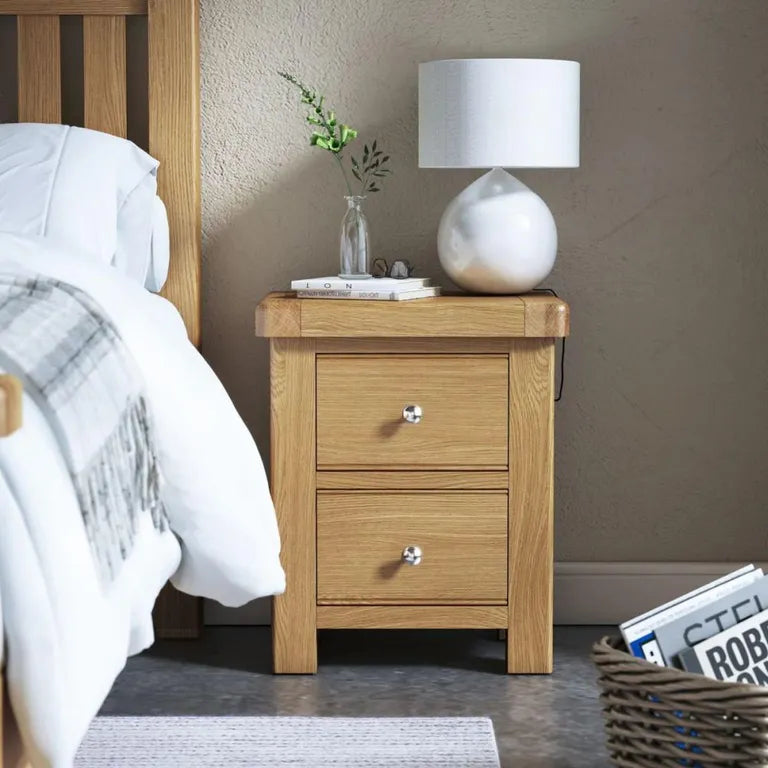 Paris Bedside Cabinet - 2 Drawer - Oak