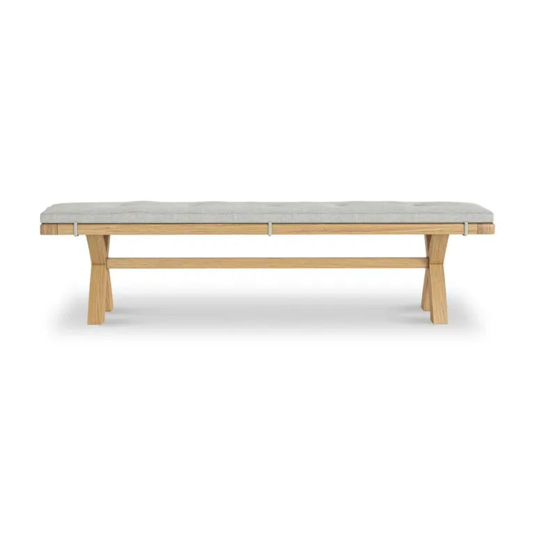 Paris Dining Bench with Cross Leg - Beige Fabric - Oak