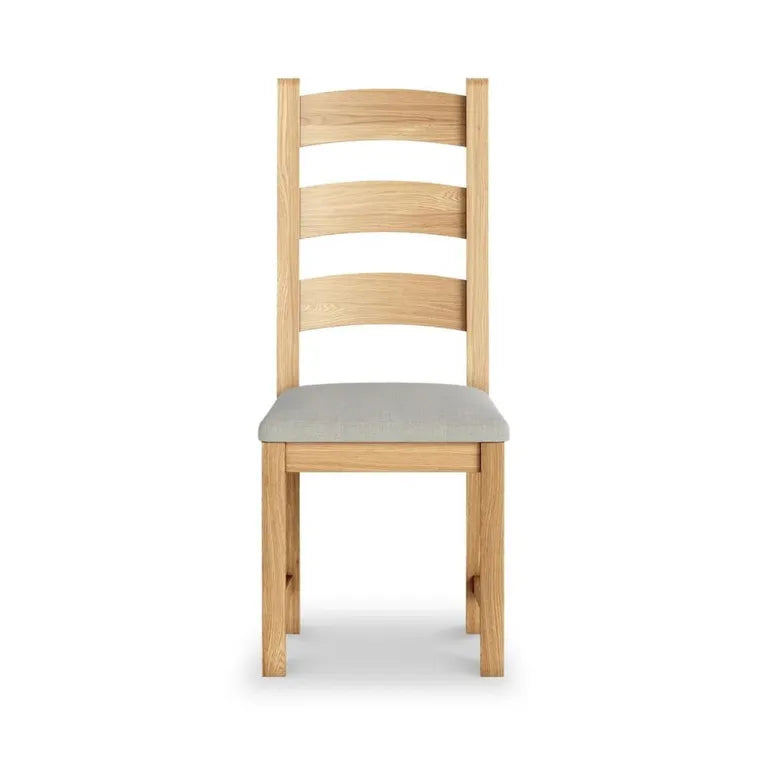 Paris Dining Chair - Set of 2 - Beige Fabric - Ladder Back Oak